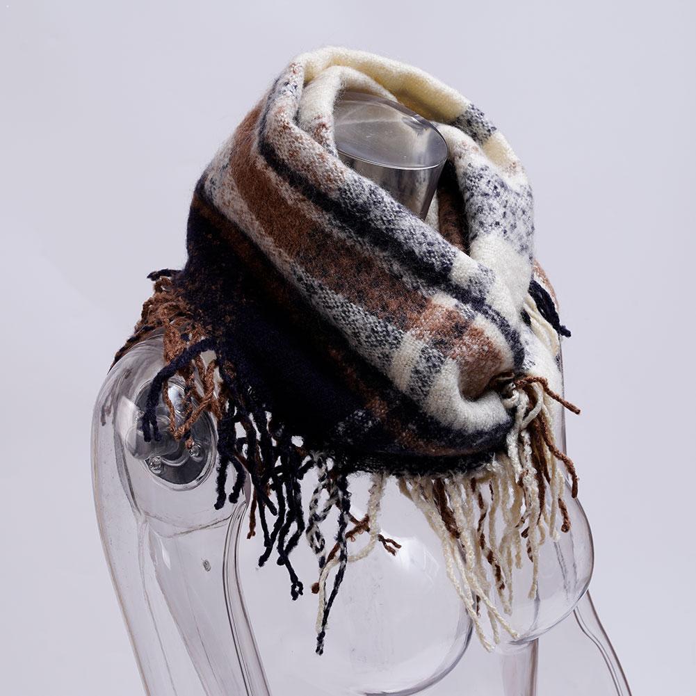 Pashmina Wrap Large - Gruby szal z miękkimi frędzlami, narzutka,