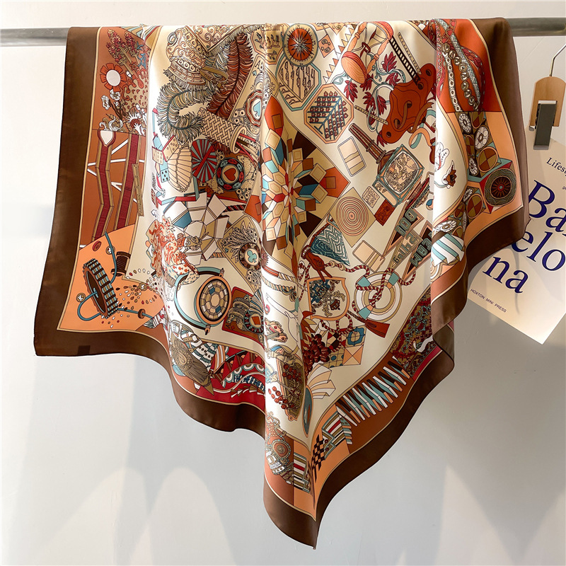 Scarf Silk Square - Jedwabna apaszka damska w kwadraty z