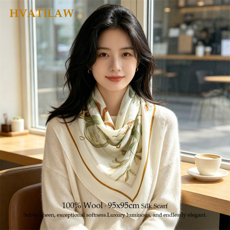 Pashmina Wrap Large - Szalik damski ze 100% wełny, luksusowy,