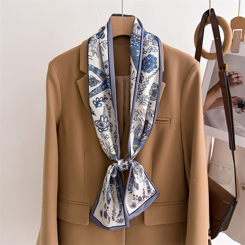 Face Scarf Mask - Szal damski z jedwabiu o fakturze